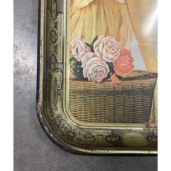 Vintage Coca Cola Tray Advertising 1916 World War 1 Girl‎ "Elaine" - Picture 4 of 7